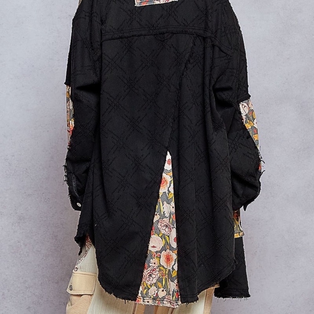 New POL Long Sleeve Oversized Fit Denim Long Shirt Shacket Lightweight Duster - Picture 6 of 8